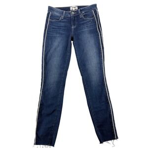 Paige Blue Jeans Women's 27 Straight Striped Midrise Verdugo‎ Raw Hem Ankle Y2K